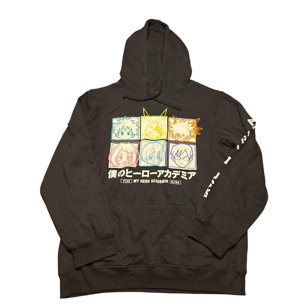 My Hero Academia Black Graphic Hoodie XL Funimation Anime Deku All Might Bakugo